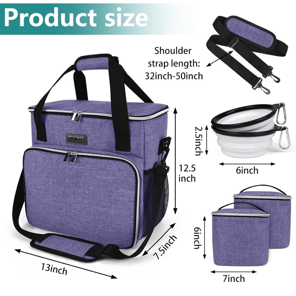 Baglher Dog Travel Bag Pet Bag Purple Black